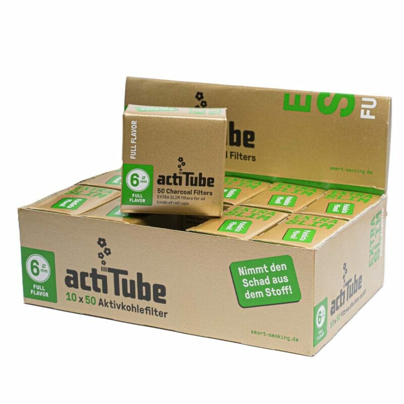 actiTube - activated CHARCOAL slim filters for rolling - 1 box