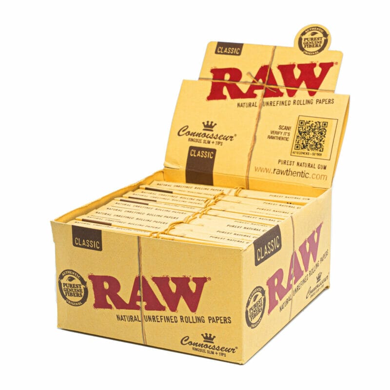RAW Connoisseur kingsize slim rolling papers + tips (24pcs/display) - 143