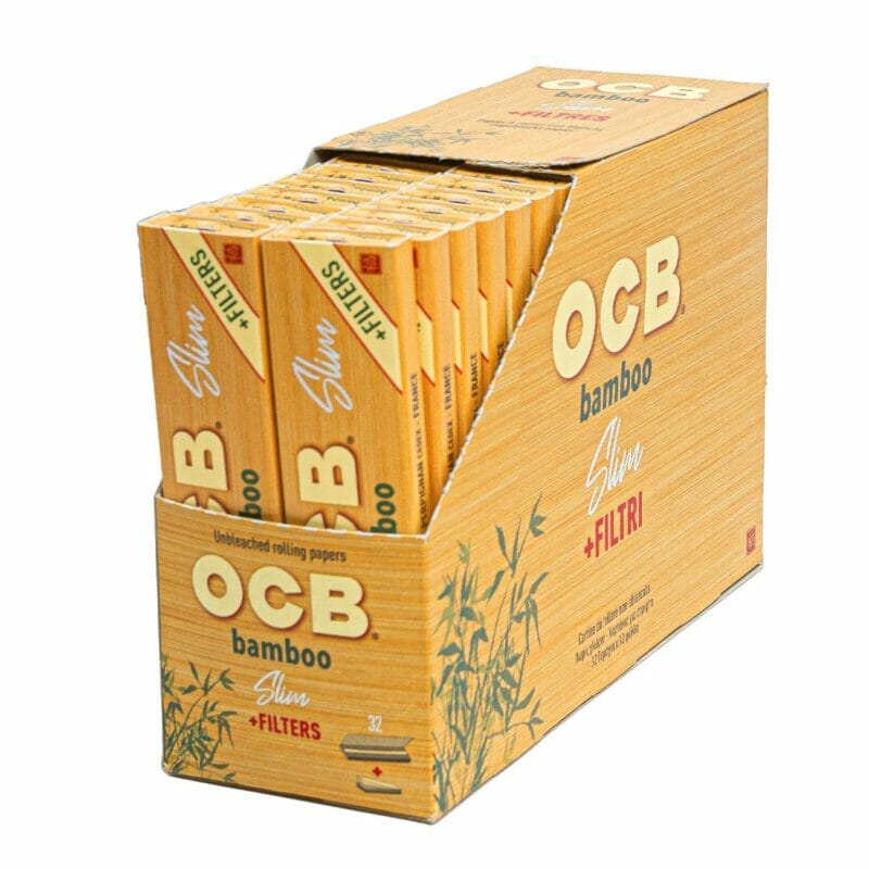 OCB Bamboo Kingsize slim rolling papers + tips (32pcs/display) - 143