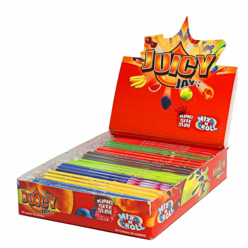 Juicy Jay’s Kingsize Slim rolling papers + tips (24pcs/display) - 143